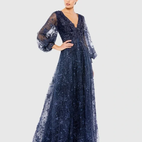 Mac Duggal | Dresses | Mac Duggal Blue Sequin Long Sleeve Gown | Poshmark Mac Duggal | Dresses | Mac Duggal Blue Sequin Long Sleeve Gown | Poshmark